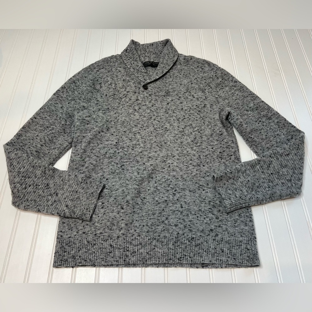 Rag & Bone Shawl Collar Sweater Men Small Wool Blend Button Gray. 823